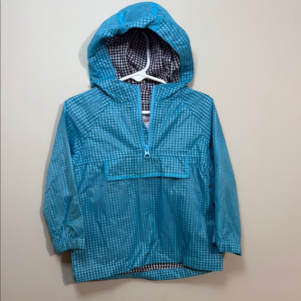 Cat & Jack Teal Checkered Hooded Jacket